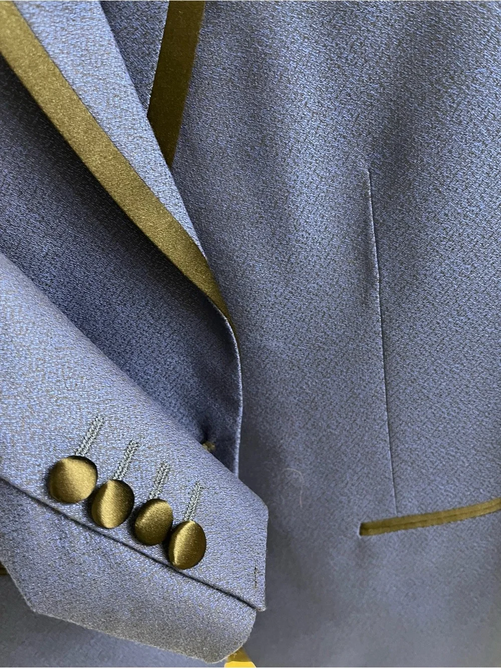 J. Ferrar royal blue tuxedo style jacket with black satin accents